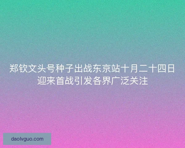 郑钦文头号种子出战东京站十月二十四日迎来首战引发各界广泛关注