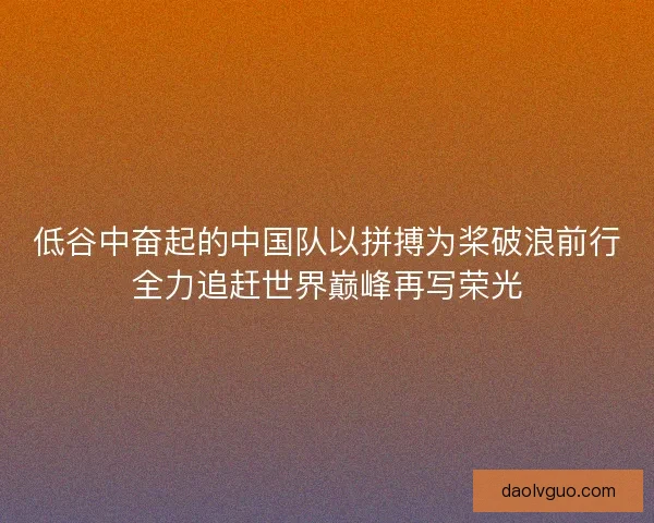 低谷中奋起的中国队以拼搏为桨破浪前行全力追赶世界巅峰再写荣光