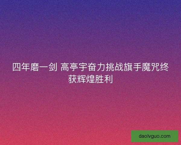 四年磨一剑 高亭宇奋力挑战旗手魔咒终获辉煌胜利